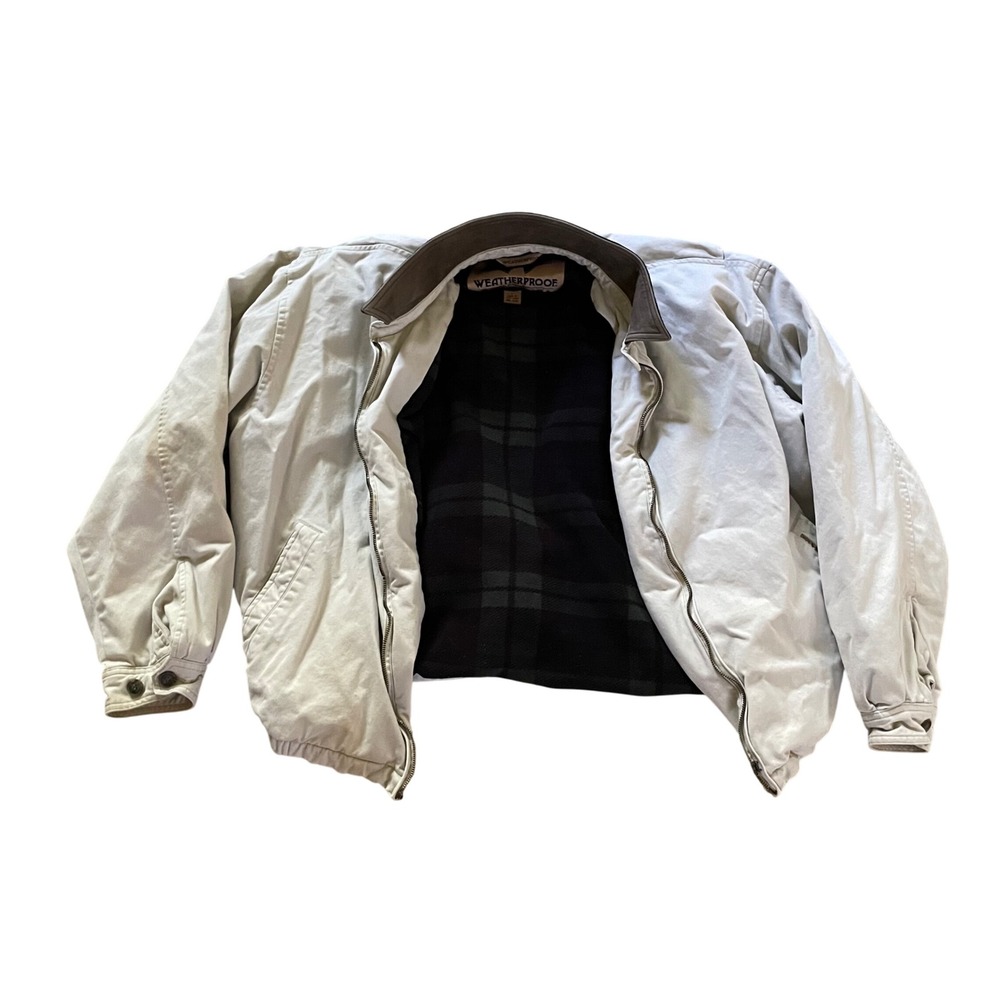 WEATHERPROOF JACKET MENS‎ ZIP FRONT Lined TAN BROWN COLLAR BOMBER STYLE